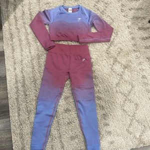 Gymshark seamless leggings and workout long sleeve set